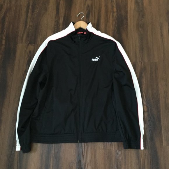 Puma Men's Black/ White/ Red Track Zipper Front Jacket Size Large - Picture 4 of 5